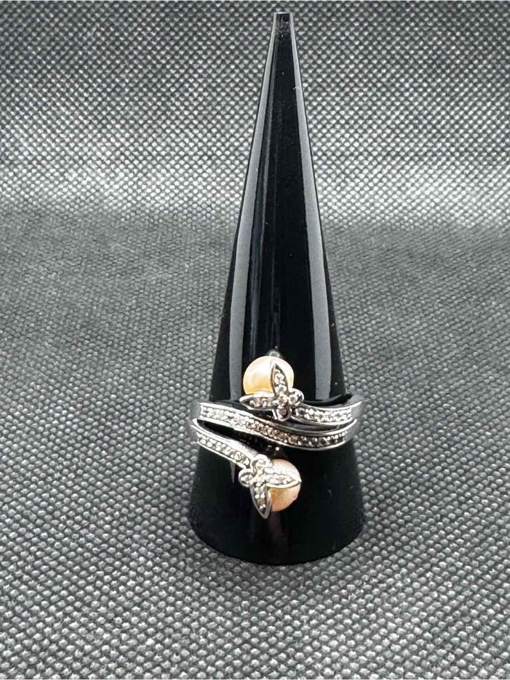 Vantel Pearls Sterling Silver “Whirlwind” Butterfly Bypass Ring